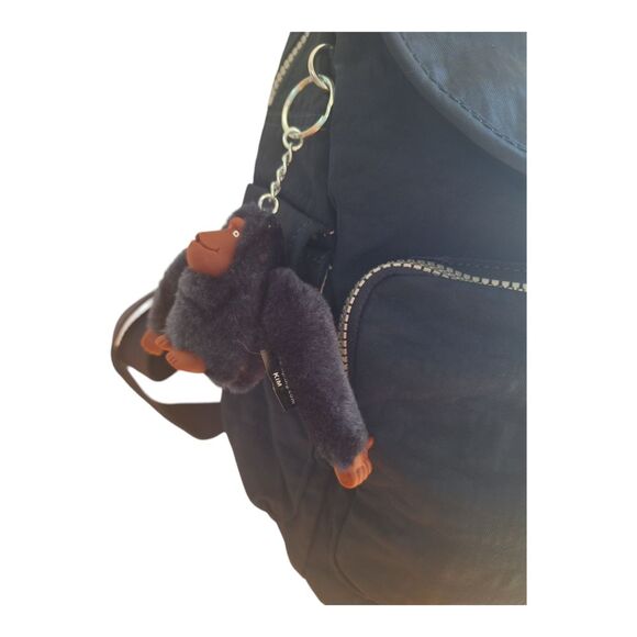 Kipling Black Ravier Medium City Backpack with plush monkey bag charm NWOT - Picture 6 of 12